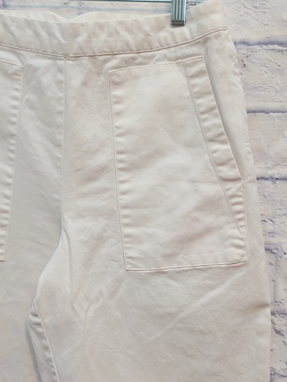 Prologue White Wide-Leg Cropped Chinos with Front Patch Pockets - Size 12 - Picture 2 of 7